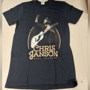 Chris Janson Real Friends tour T Shirt Black Gold Guitar Official Merchandise